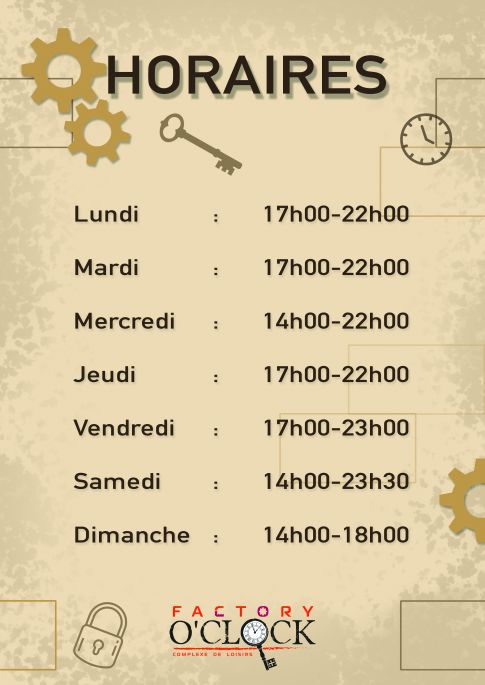 Horaires Factory O'Clock Brest Horaires Factory O'Clock Brest