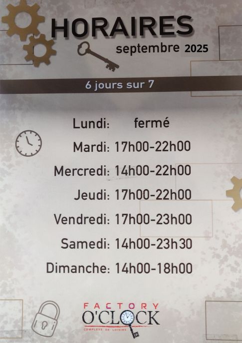 Horaires Factory O'Clock Brest