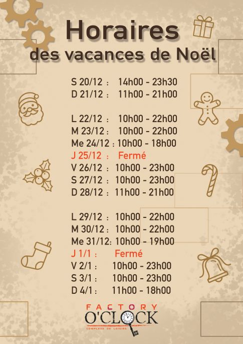 Horaires Factory O'Clock Brest