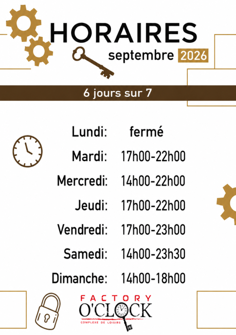 Horaires Factory O'Clock Brest